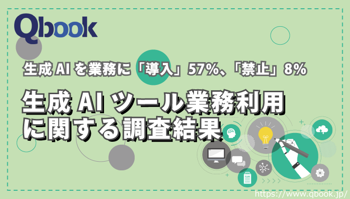 生成AIを業務に「導入」57％、「禁止」8％｜生成AIツール業務利用に関する調査【アンケート結果まとめ】| Qbook